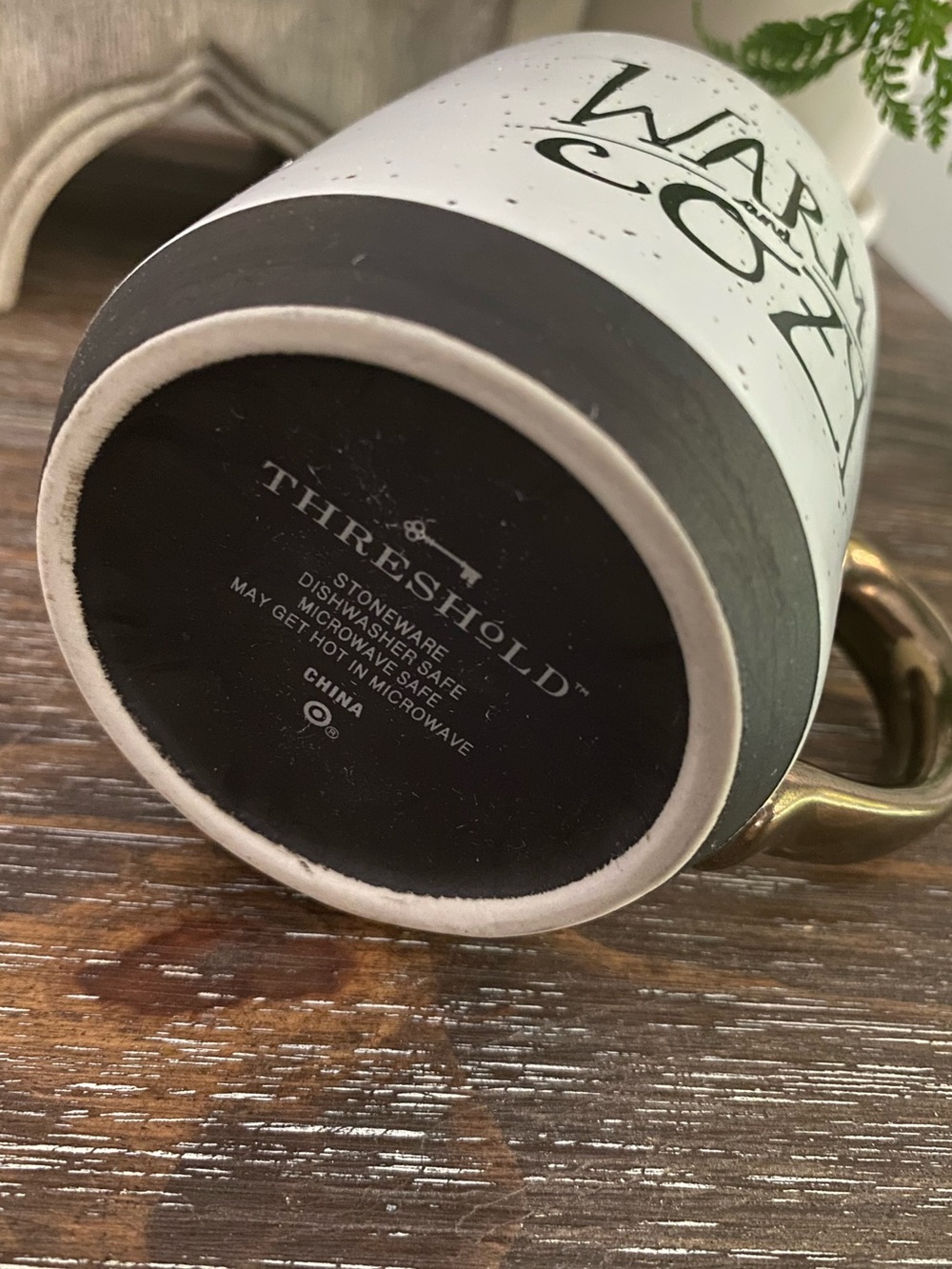 Threshold Warm & Cozy Speckled Black & White Stoneware Gold Handle Coffee Mug - Picture 7 of 7